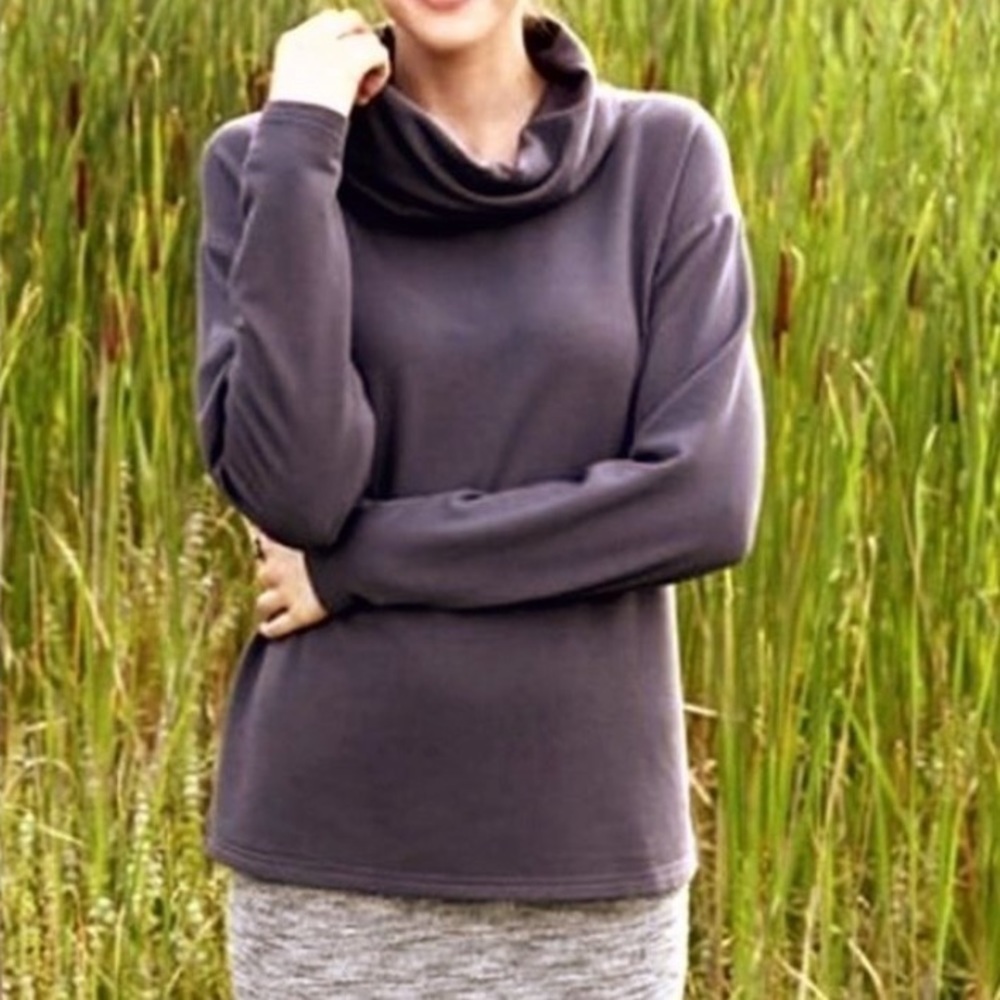 Matilda Jane Gray Brooklyn Cowl Neck Sweater Bamboo Blend Fleece Top